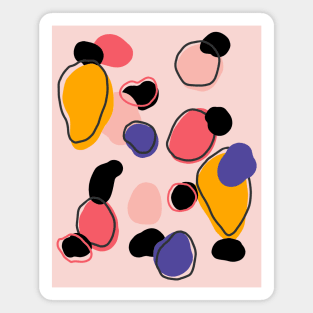 Pink Purple Yellow Black Abstract Blobs Magnet